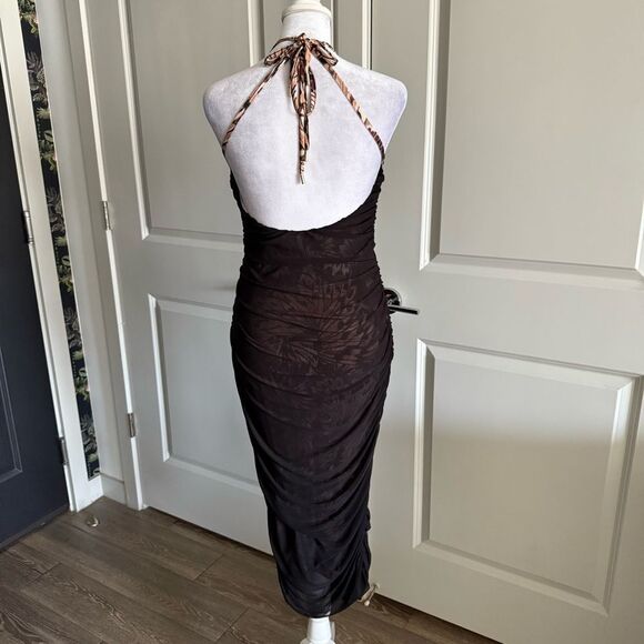 AFRM Signature Mesh Knit Shirred Bodycon Midi Party Dress Size S - Picture 7 of 11